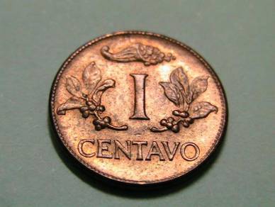 Colombia 1 Centavo 1966 (Error - Double six 6)
