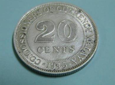 Malaya 20 Cents Silver Coin 1945 - George VI