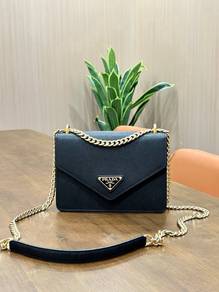 Prada Saffiano Leather Envelope Chain Shoulder Bag