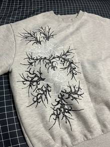 1 of 1 hand painted white gray sweatshirt