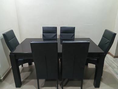Set Meja Makan 6-Seater Solid & Berat (Premium Bla