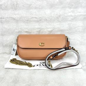 Coach Brook Flap Shoulder Chain Peach Bag