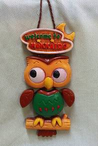 Owl ceramic welcome to HOKKAIDO wall hanger
