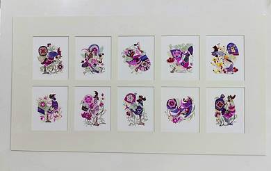 Whimsical Bird Collage Collection Set of 10