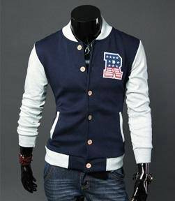 R LOGO BLUE VARSITY HOODiE SWEATER BASEBALL JACKET