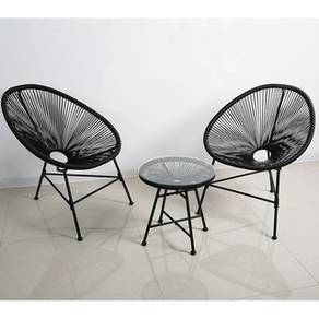 Two Plastic Chairs And One Table Garden Desk Sets