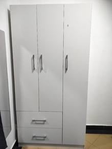 Three Door Wooden Wardrobe with Two Drawers