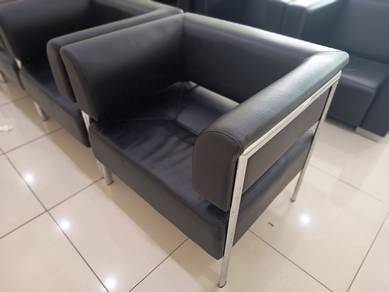 1 Seater Sofa (Black Leather & Chrome Arm)