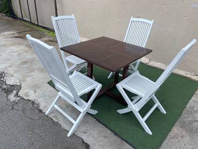 PK085 Meja Kayu Jati Set Solid Teak Wood Table Set