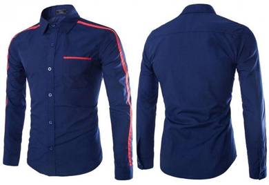 A0587 STYLISH KEMEJA BIRU POKET BLUE SHiRT POCKET