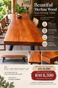 Beautiful Merbau Wood Slab Dining Table