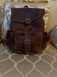 Genuine leather backpack unisex