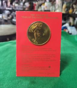 1987 medal medallion Singapore lunar year of rabbi