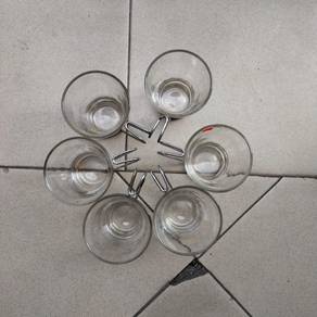 6pcs Vintage Italian Glass Coffee Cups Pemegang