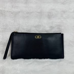 Ferragamo Pouch Wristlet Black Gancini