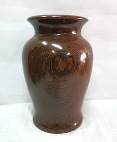 Japanese wooden vase, one wood dug vase, copper ga