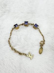 LV Bracelet Gold Gamble Logo with Cryst
