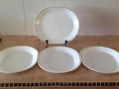 pyrex corelle platter plate green line 4