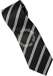 EB4 Black White Quality Striped Formal Neck Tie