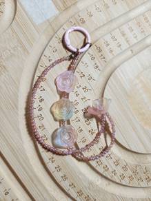 Cute Rose Flower Beaded Phone Charm Strap