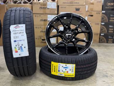 Sport Rim Baru 16 Rays G025 Glossy Black Siap Taya