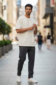 Cream Textured Shirt | Modern Casual Wear