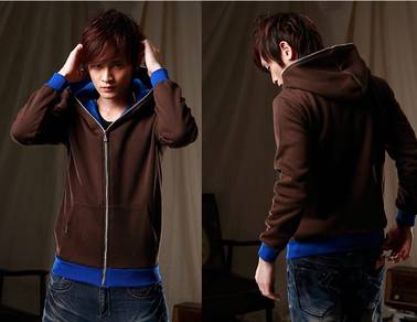 W0343 Brown Colorful Zipper Hoodie Jacket Sweater