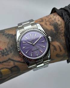 Custom Seiko Mod 36mm Purple Guilloche Motif Oyste