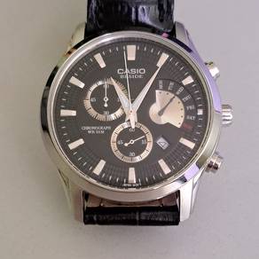 Casio BESIDE Men Chronograph Leather Strap Watch