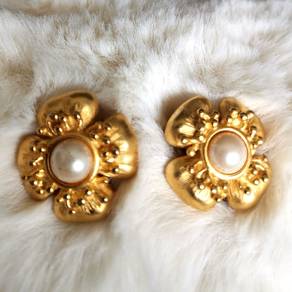 Authentic Givenchy Gold-tone Faux Pearl Flower