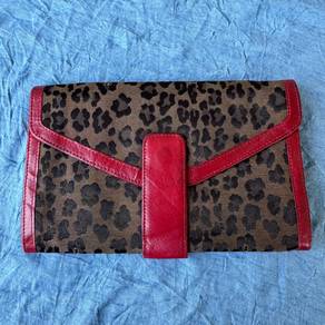 Fendi vintag leopard print with red leather Clutch