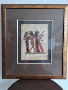 Framed Egyptian Papyrus Painting – Three Music