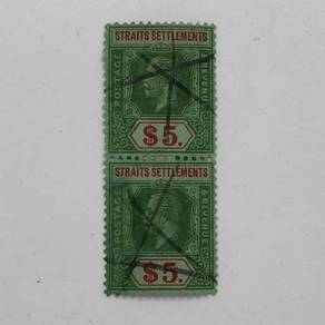 Straits Settlements KGV 1912 $5 Revenue pair BS56