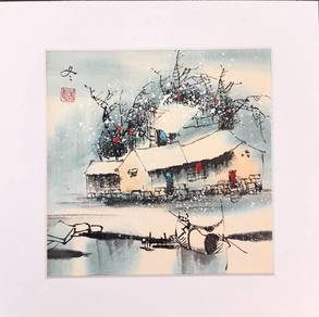 Clearance Watercolor Art Winter Village