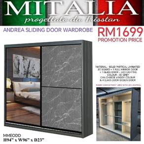 Almari 8'x8' Kaki Sliding Door Murah | Wardrobe