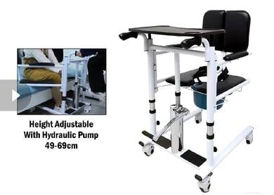 Patient transfer chair with hydraulic pump
