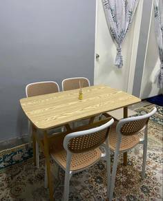 New Dining Table with 4 dining chairs, meja makan
