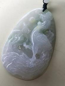 Ice Multi Color Burma Jadeite Jade Phoenix Pendant