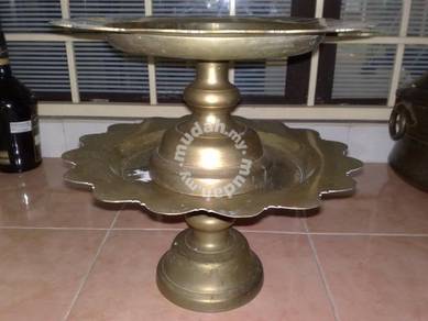 Pahar tembaga brass footed tray 2