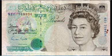 Great Britain 5 Pounds 1990 - 1991 Pick P-382a