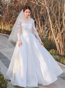 White long sleeve wedding dress gown RB2023