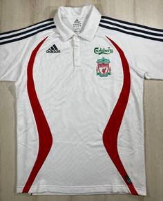 Adidas Liverpool 2007 White Collar Jersey #BK Used