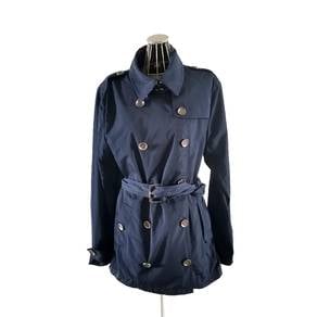 Burberry Double-Breasted Belted Peacoat in Navy