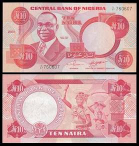 Nigeria 10 NAIRA Sign 11 2001 P 25f UNC