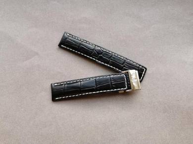 BREITLING 20mm Black Croc Leather Watch Strap