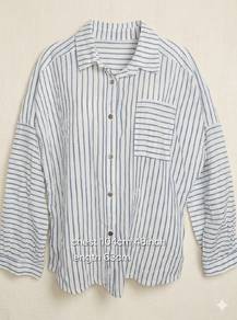 striped loose-fitting long sleeve shirt 