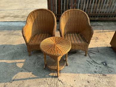 [Set] 2 Kerusi Rotan Armchair + 1 Meja Table Ratta