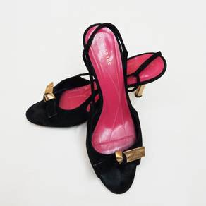 KATE SPADE Peep Toe Slingback Black Suede