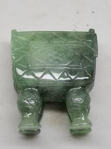 Ice Green Burma Jadeite Jade Tripod Hand Piece
