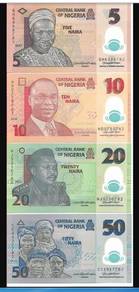 NIGERIA Set 4 pcs - 5 10 20 50 Naira 2022 Polymer